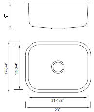Gold Series Model Number KG2318 Sink Diagram